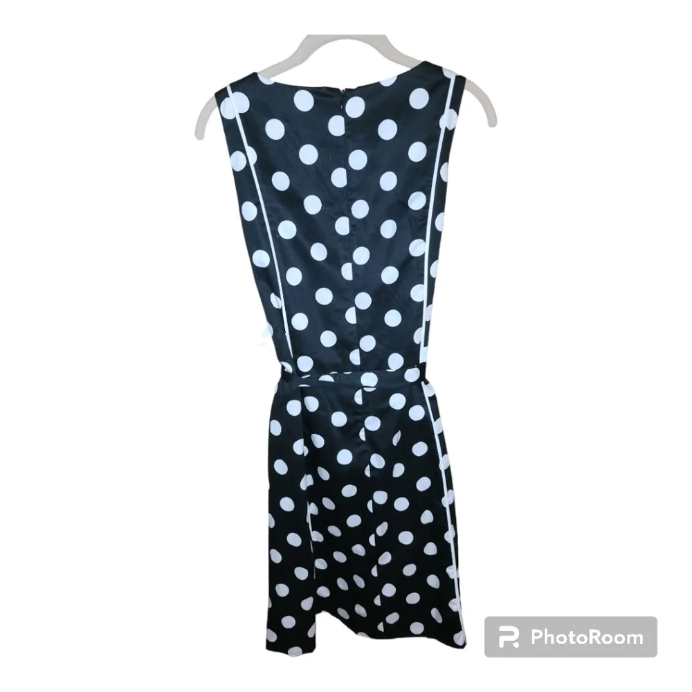 NWT* Perceptions* Sleeveless Dress* Black/White Polka Dots* Sz 8
